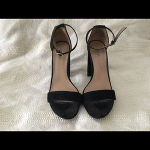 Black suede open toe sandals